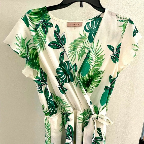 🍀Dream of Me Palm Banana Leaf Tropical Maxi Wrap Dress Sz L - Picture 3 of 13